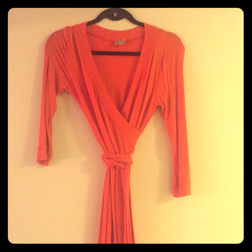 Orange wrap dress
