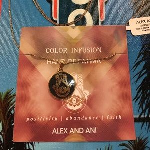 💙Hand of Fatima Shiny Rose Gold/Charcoal Necklace