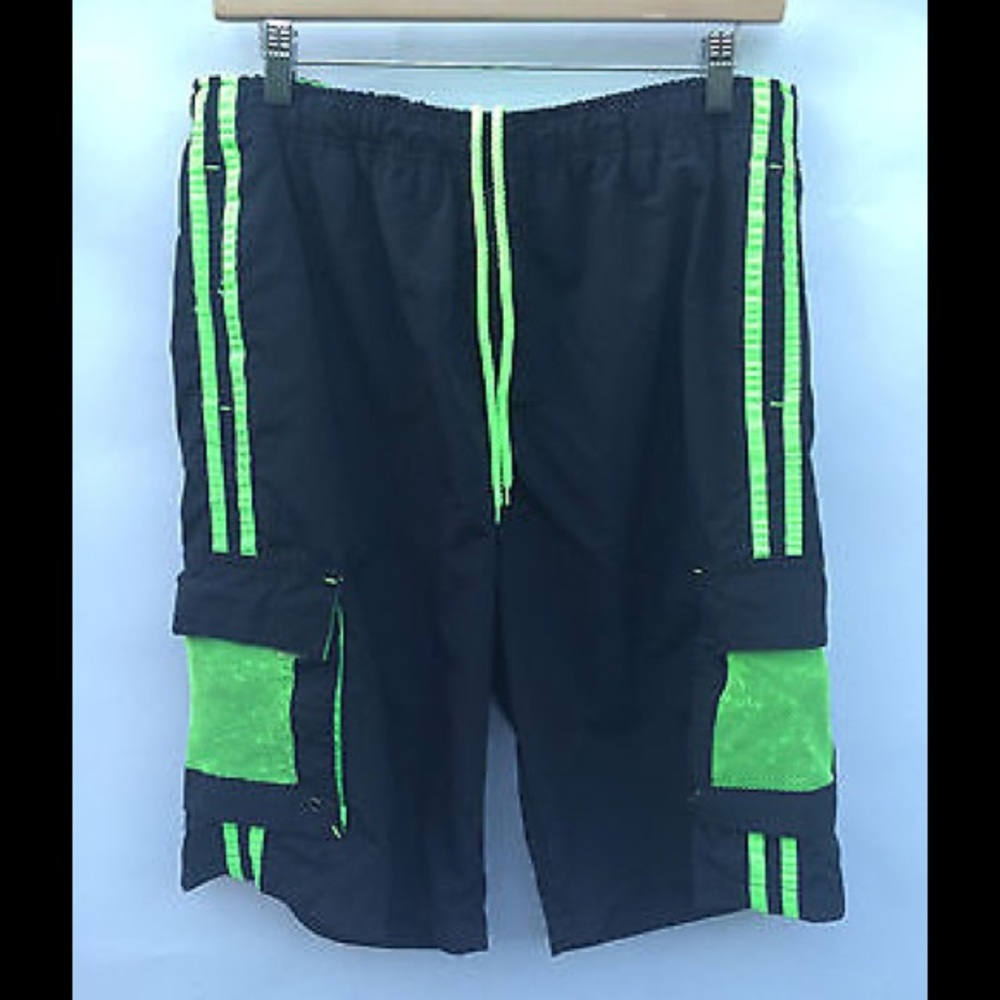 2 Pairs Mens Shorts M Blue/Green & Brown/Orange