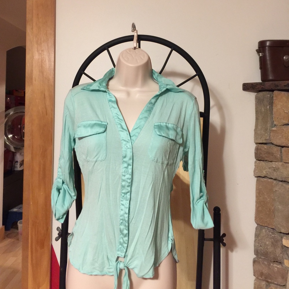 Candies sea green button up shirt