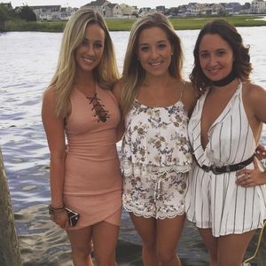 ASTR Peach Lace Up Mini Dress