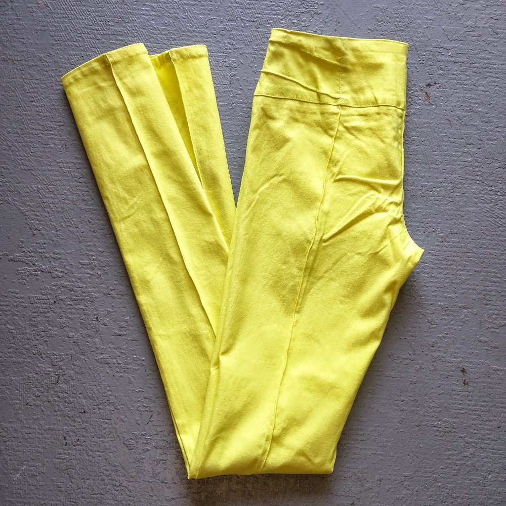 Neon Yellow Skinny Pants in Small