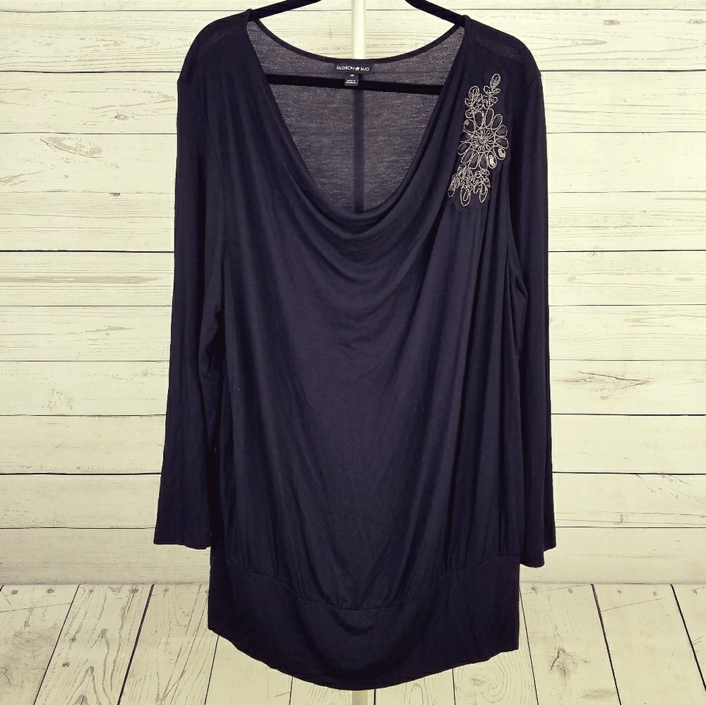 Fashion Bug Drape Neck Tunic Top Size 1X