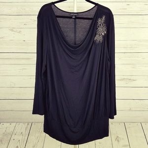 Fashion Bug Drape Neck Tunic Top Size 1X