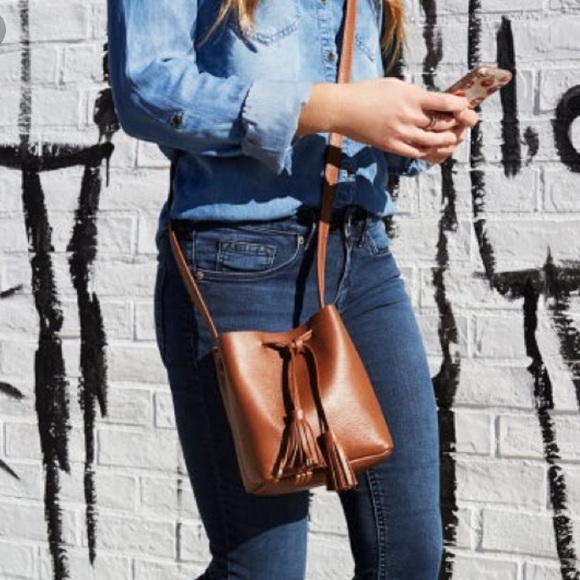 Shaffer LA Leather Mini Crossbody Bucket Bag - Picture 7 of 8