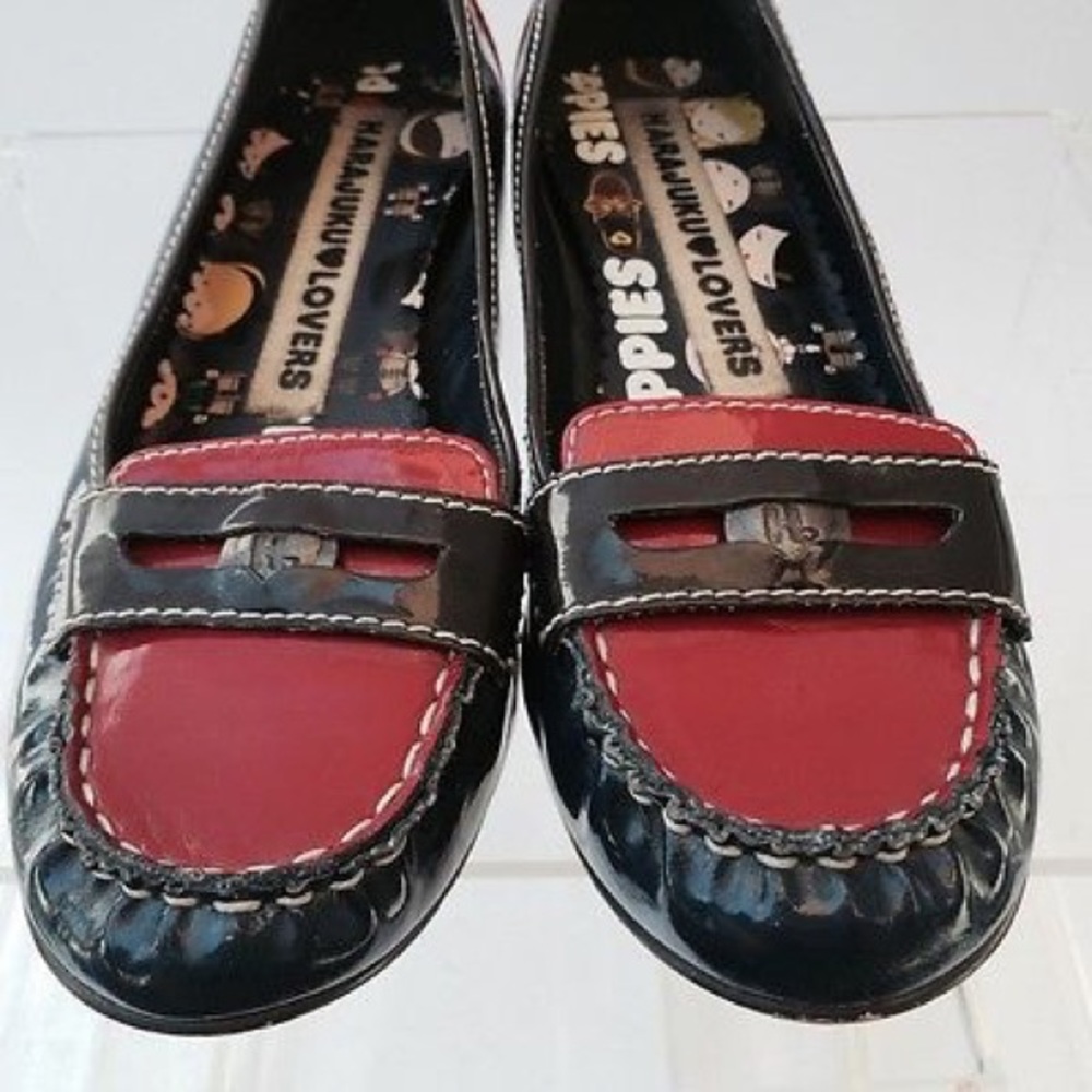Harajuku Lovers Red & Black Penny Loafers Size 8.5