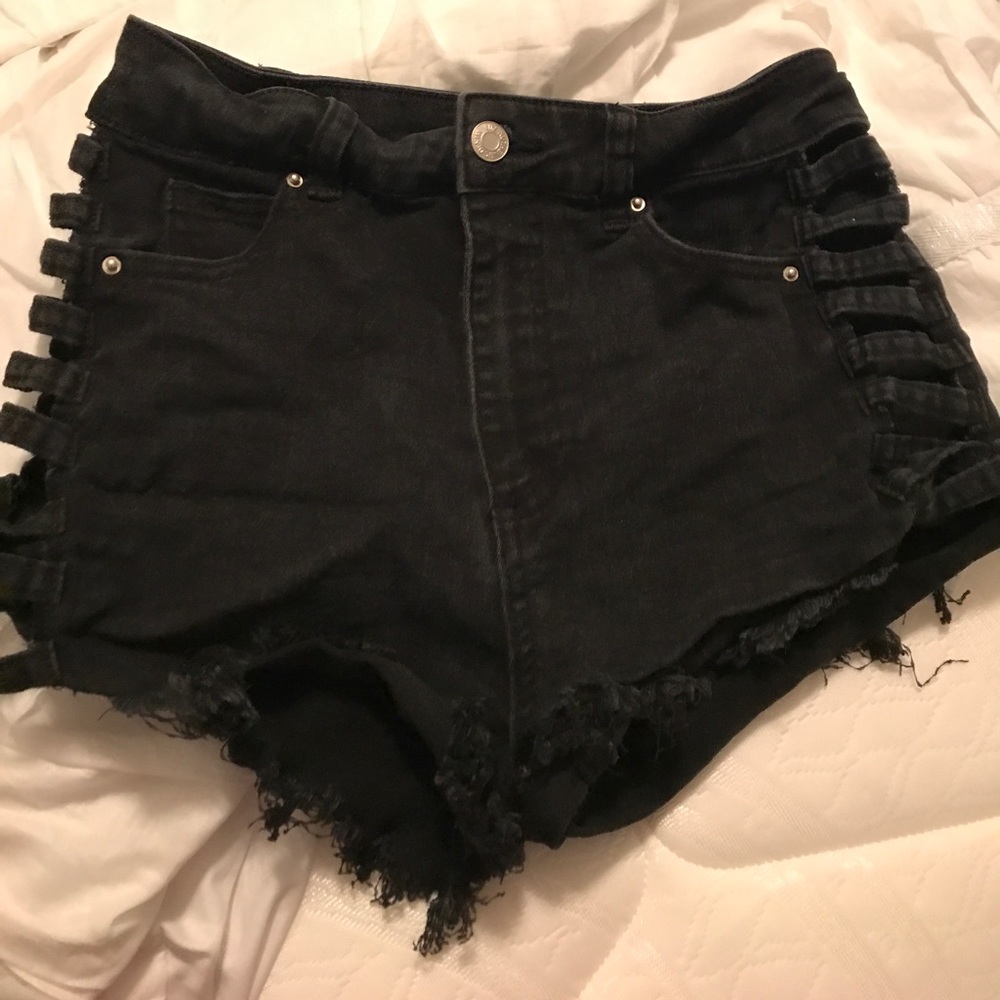 Black denim shirt with side cut outs