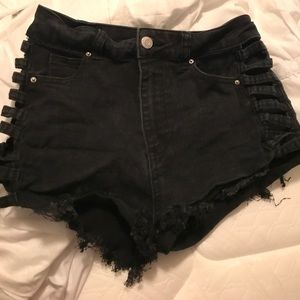 Black denim shirt with side cut outs