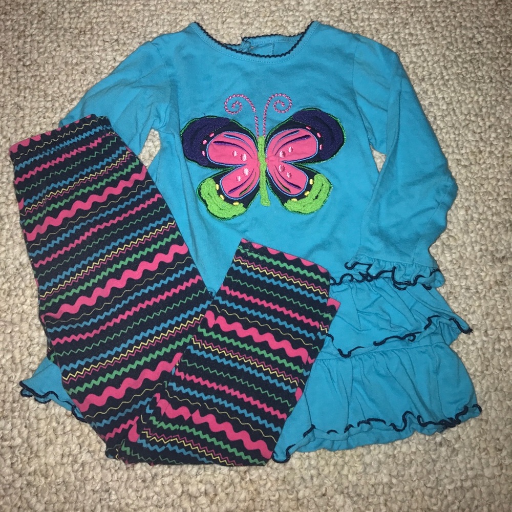 💕💕GOODLAD BLUE RUFFLE BUTTERFLY LS TOP SET💕💕