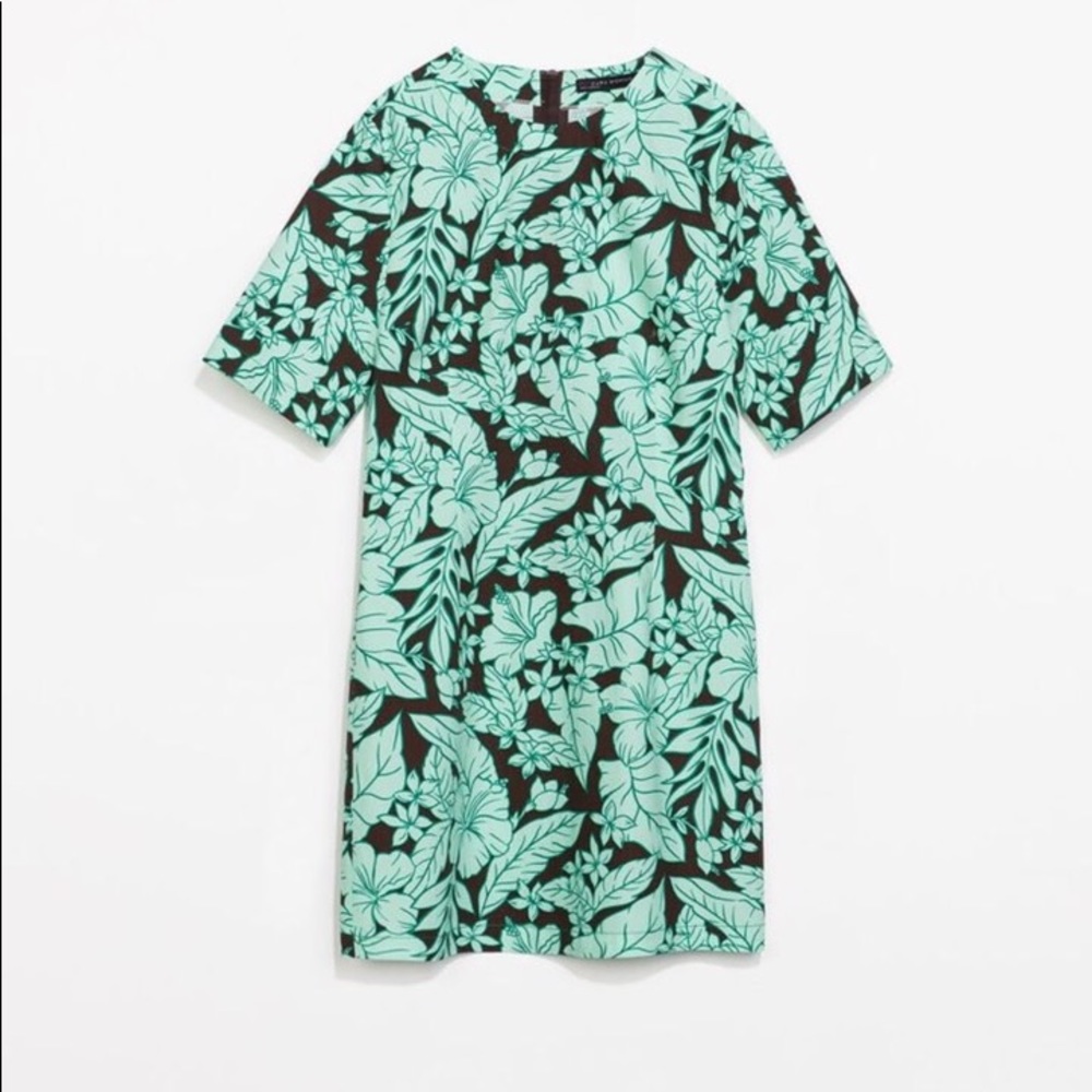 zara leaf print dress