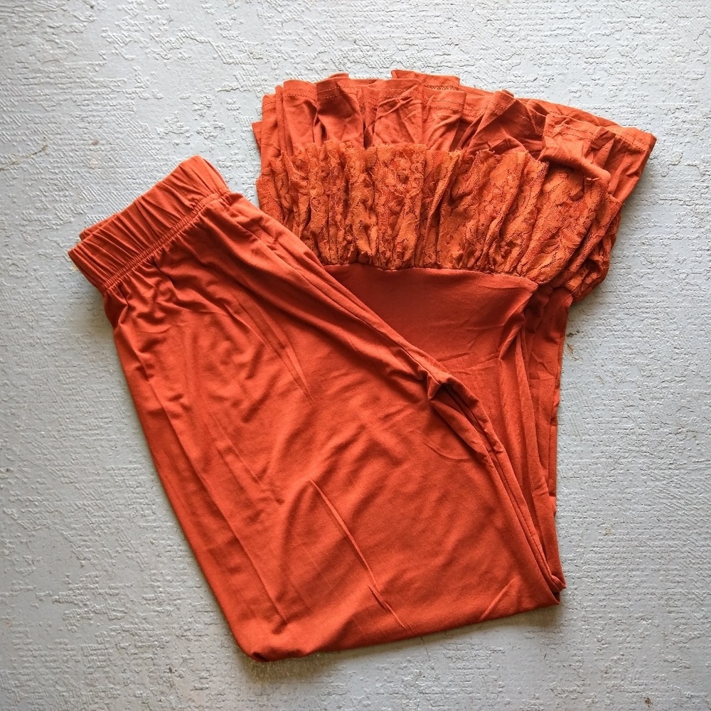 Burnt Umber Ruffle Pants For Women