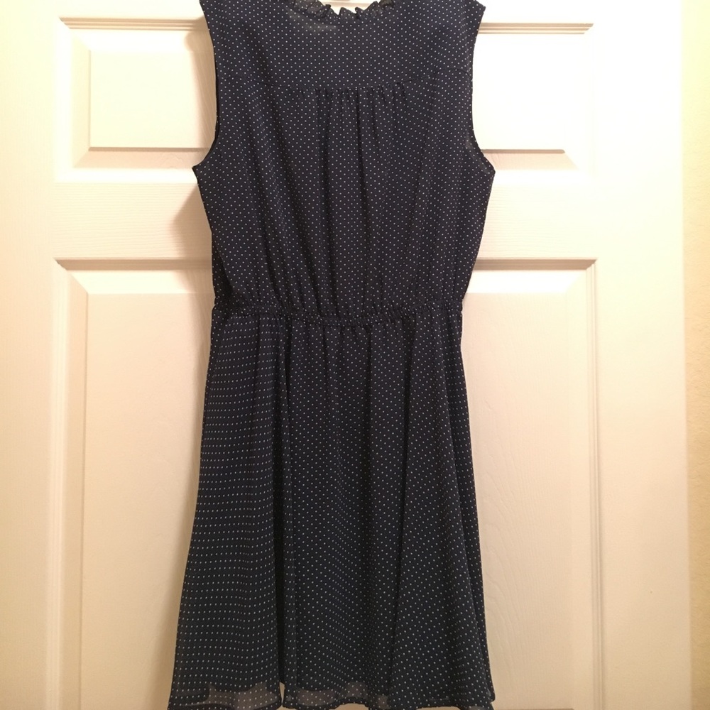 Navy Blue and White Polkadot Dress - Picture 2 of 5