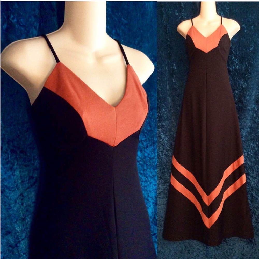 SOLD SOLD SOLD Vintage VTG Color Block Maxi Dress
