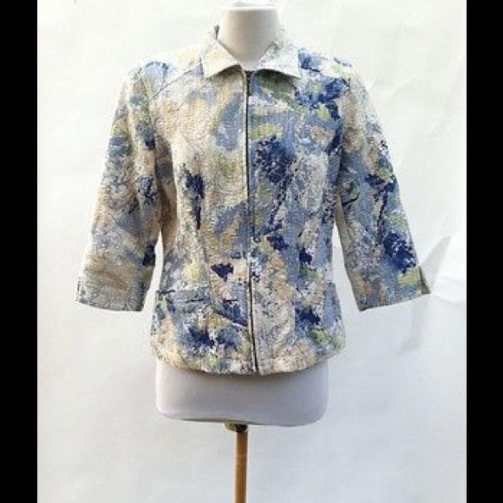 Coldwater Creek Quilted 3/4 Sleeve Jacket size 10