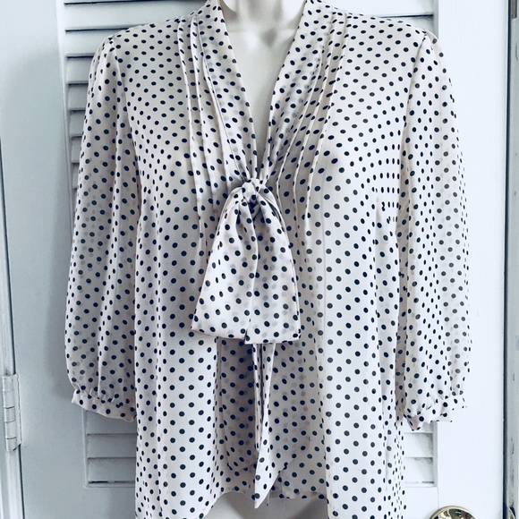 Urban Outfitters Tops - Black&Ivory Polka Dot Blouse by “Pins & Needles”