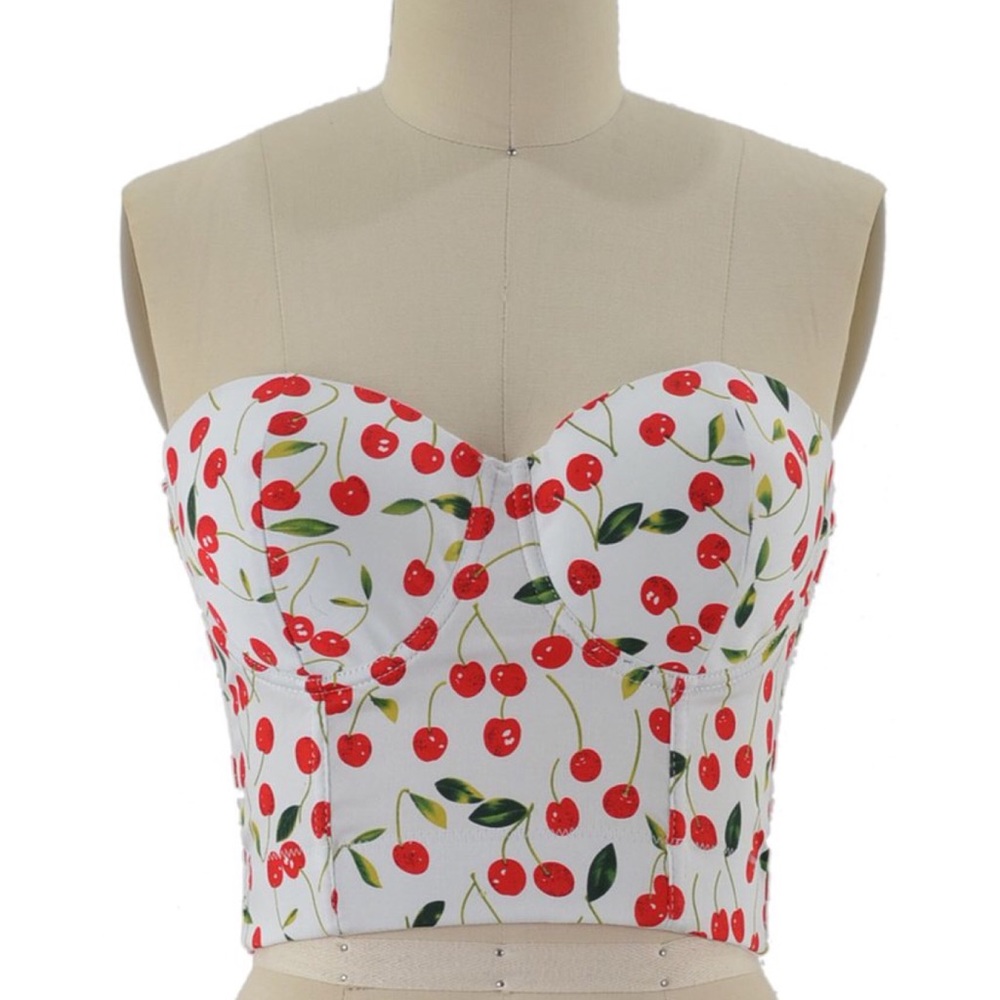 🍒 Cherry structured crop tube top