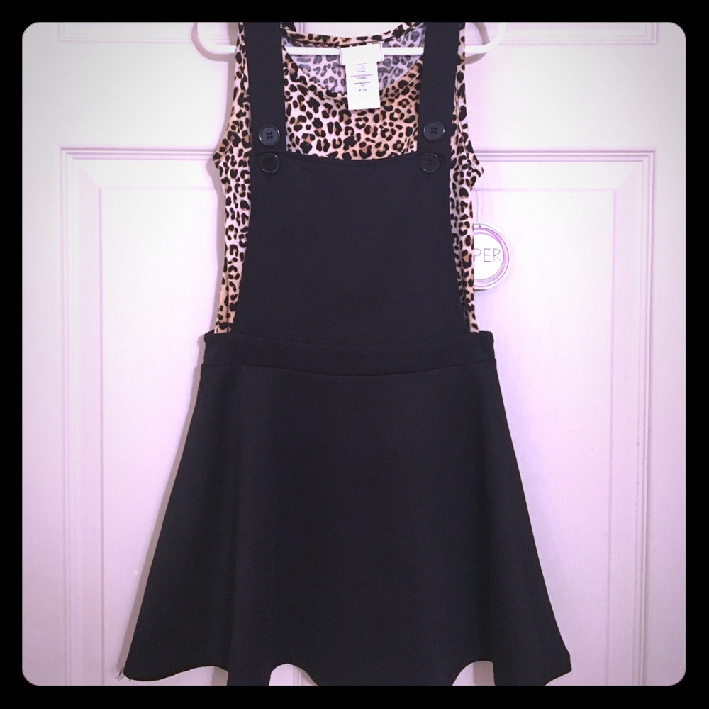 Dress leopard print and black 2 pieces