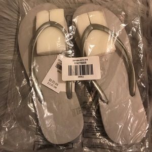 Silver flip flops