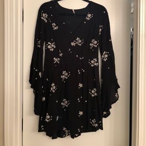 Black and Cream Free People Wrap Dress