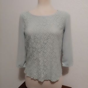 ❤LC Lauren Conrad Long Sleeve Light blue Lace Top❤