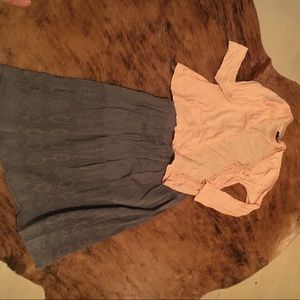 Chambray skirt/ blush cardigan-both large