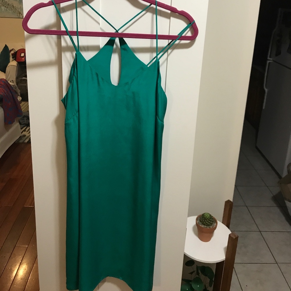 Alice & Trixie Green Silk slip dress.