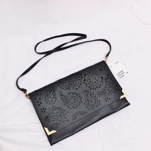 NWT H&M Black Laser Cut-Out Clutch/Crossbody Purse