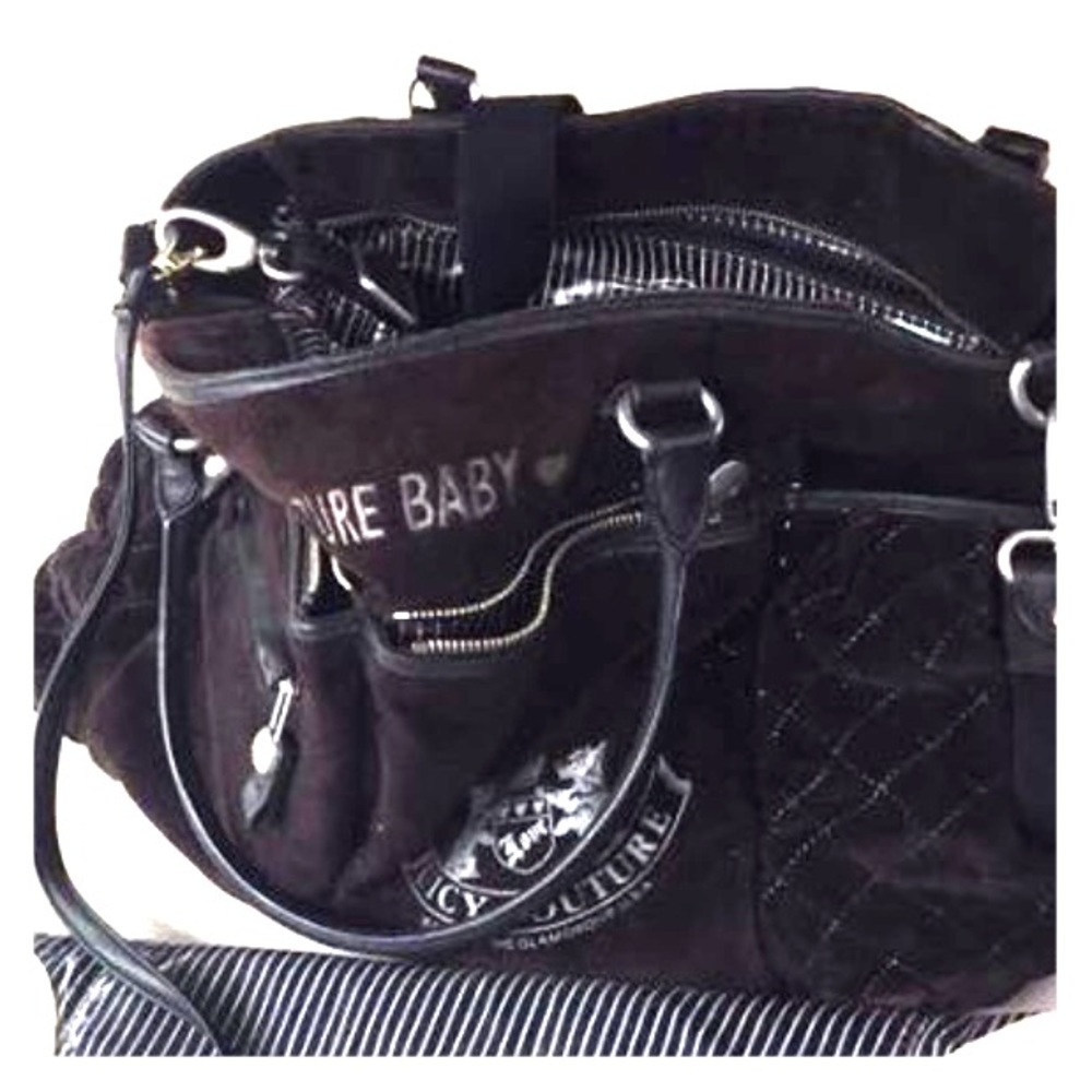 Juicy Couture Black Velour Baby Bag