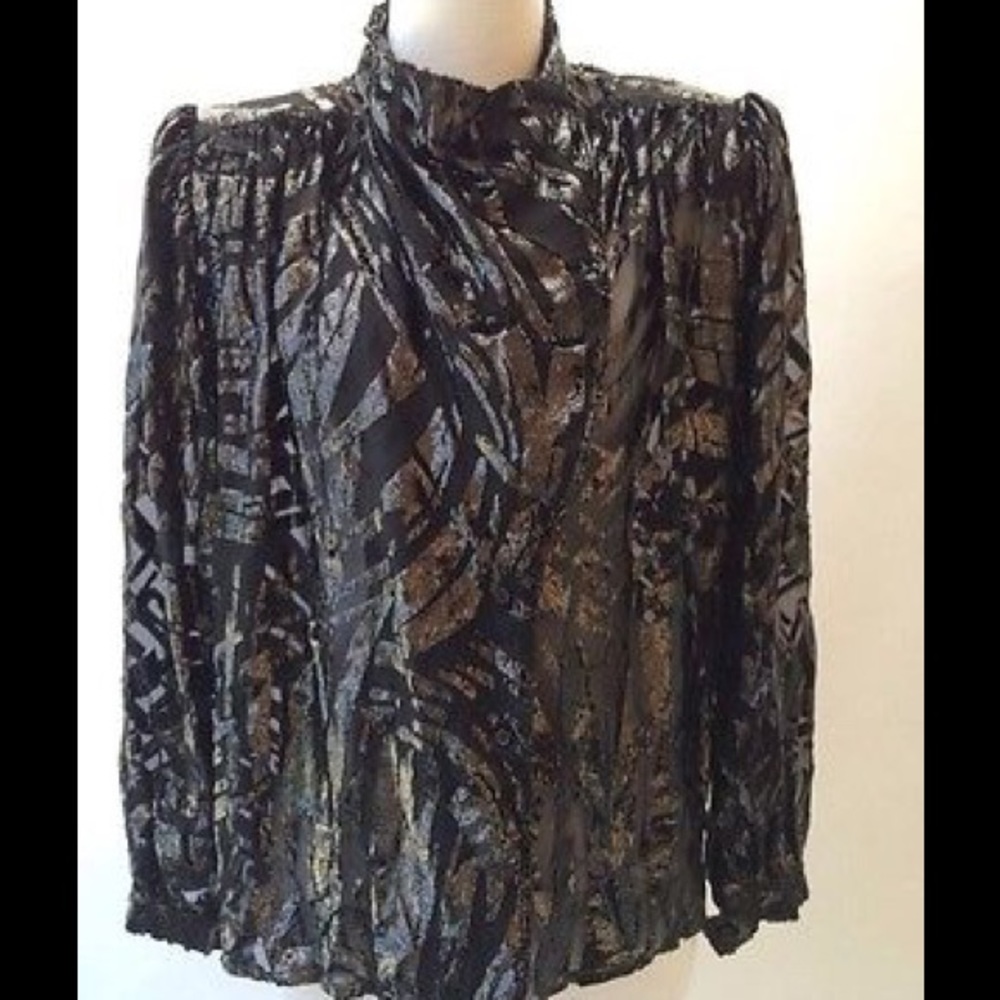 VTG Alan Austin Textured Women's Blouse size 4