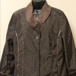 Chico's Animal Print Trim Jacket Sz 3 (XL)