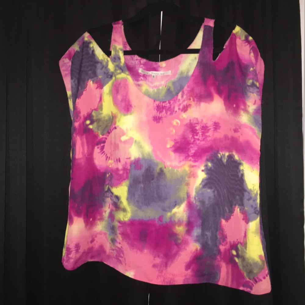 Rachel Roy Vibrant Floral Cut-Out Shoulder Top