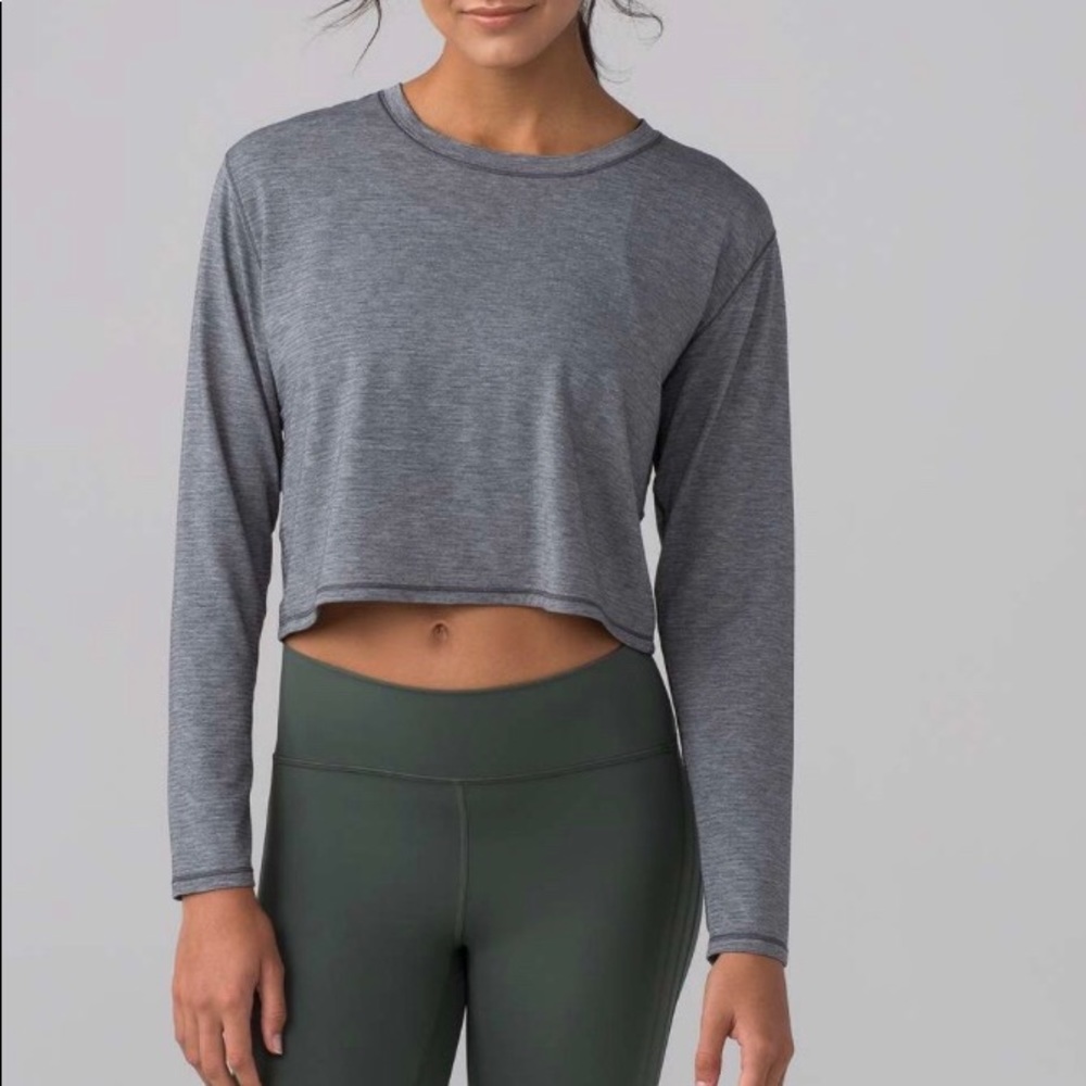 Lululemon Pushing Limits long sleeve crop top