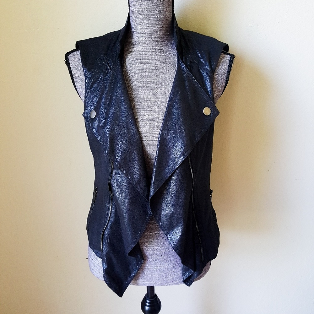 INC Sleeveless Motercycle Style Zipper Vest
