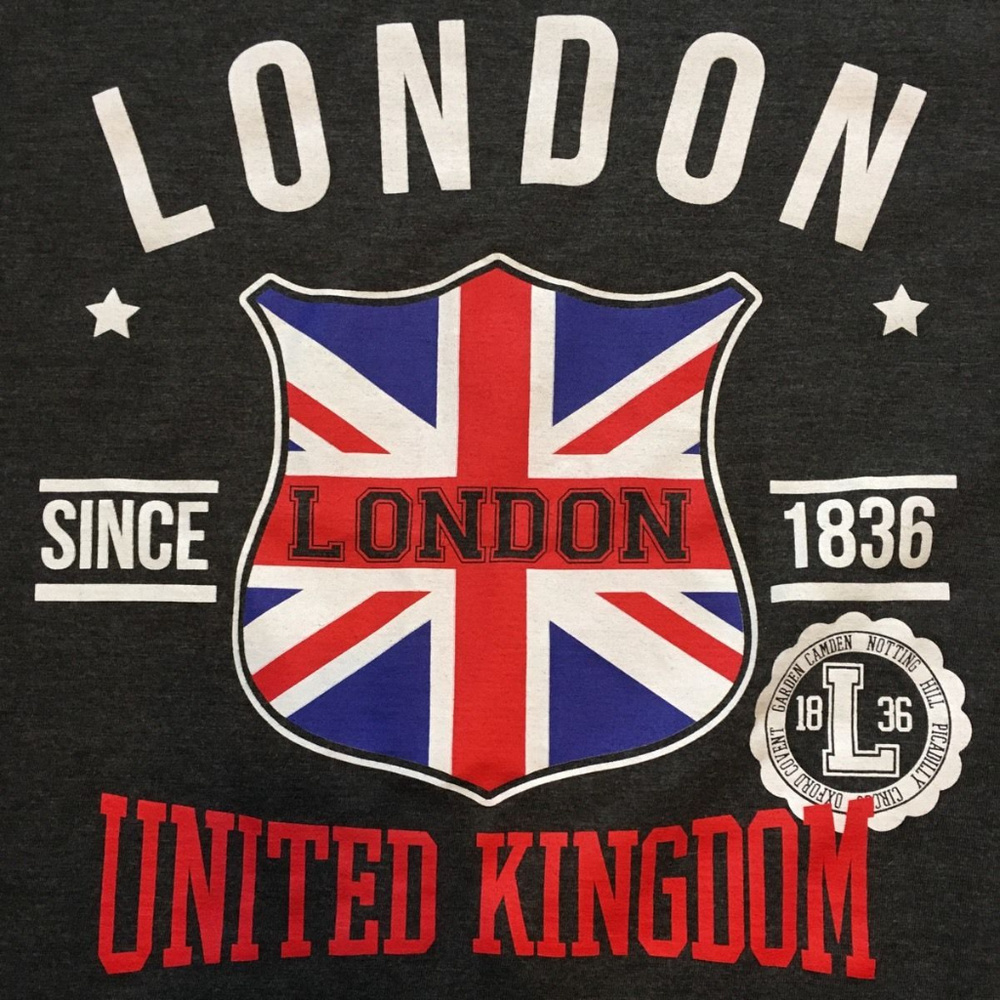 London United Kingdom Charcoal Gray T-Shirt Sz L