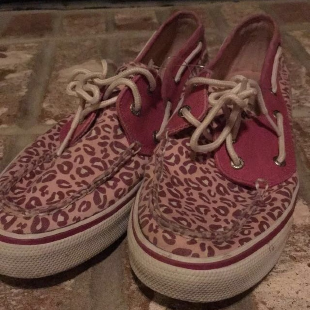Women's Cheetah Print Pink Sperry Boat Shoes