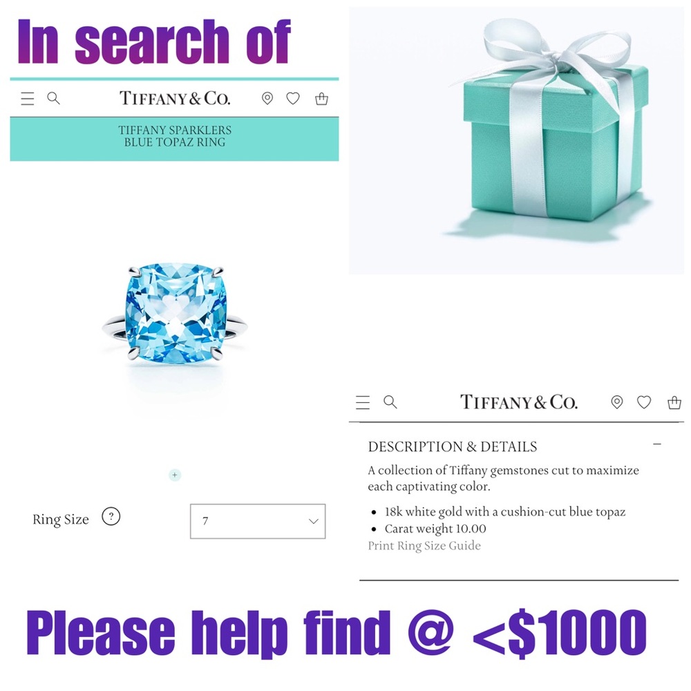 ISO Tiffany Sparkler in Blue Topaz (Sz 7-8)