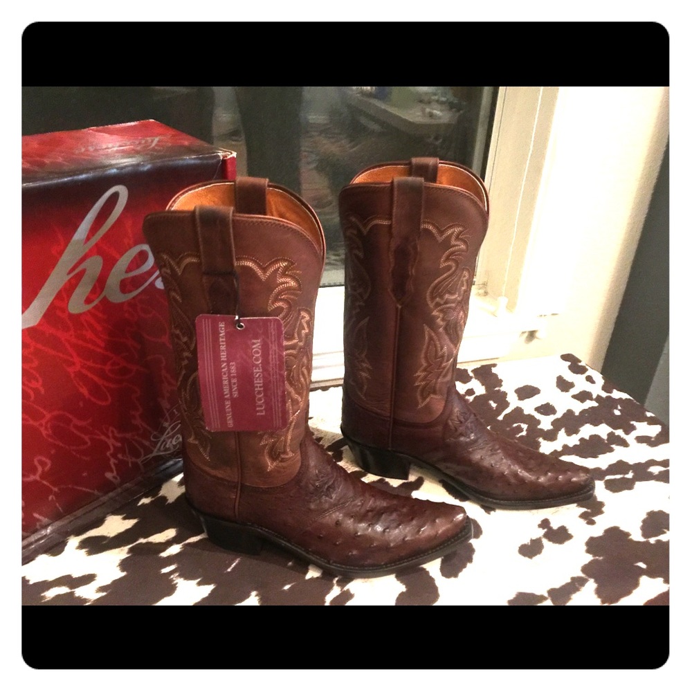 NWT Authentic Ostrich Lucchese Western Boots