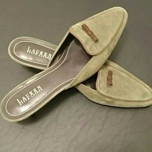 Lauren Ralph Lauren Green Kitten Heel Mules