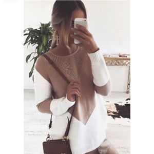 Casual Loose Long Sleeve Sweater- Dark Tan