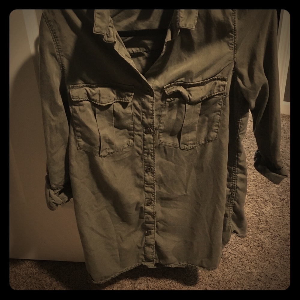 Army green button up