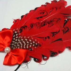 Red and Black Feathers Headband.