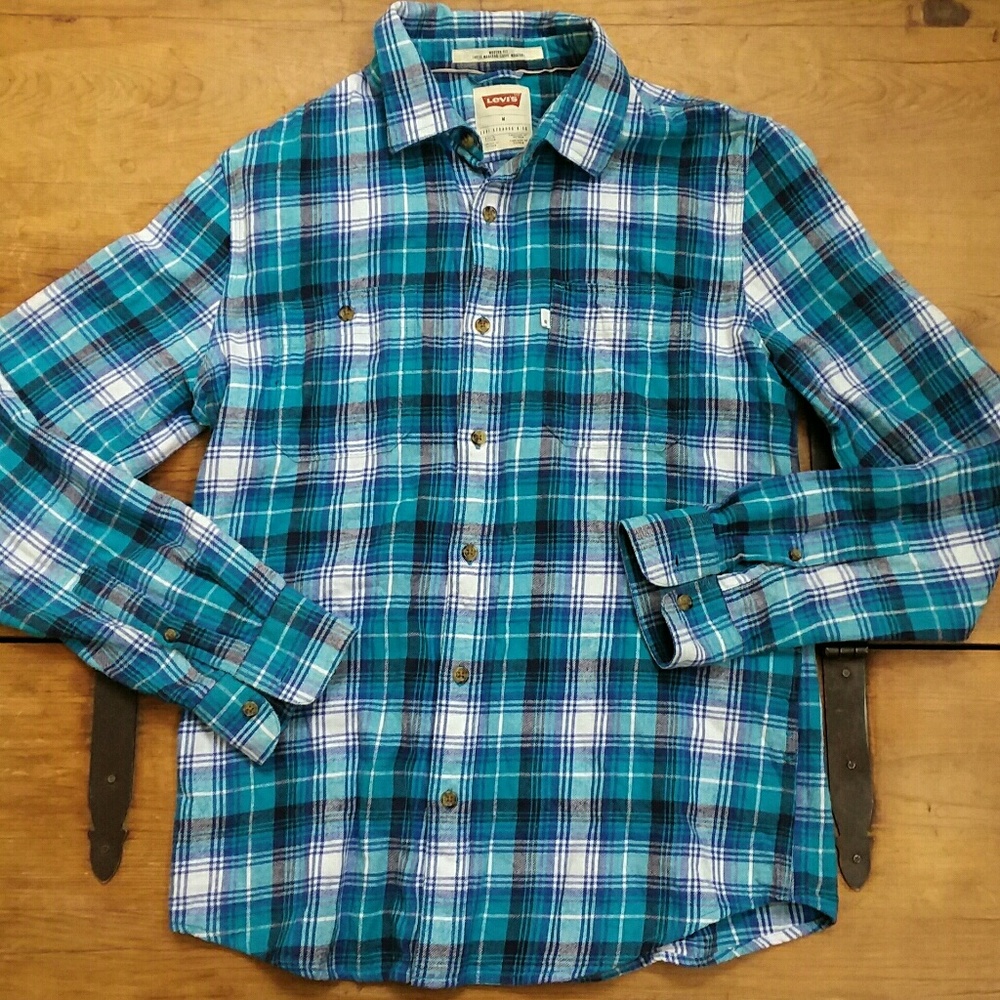 Levi's MENS Long Sleeve Button Up Blue Plaid