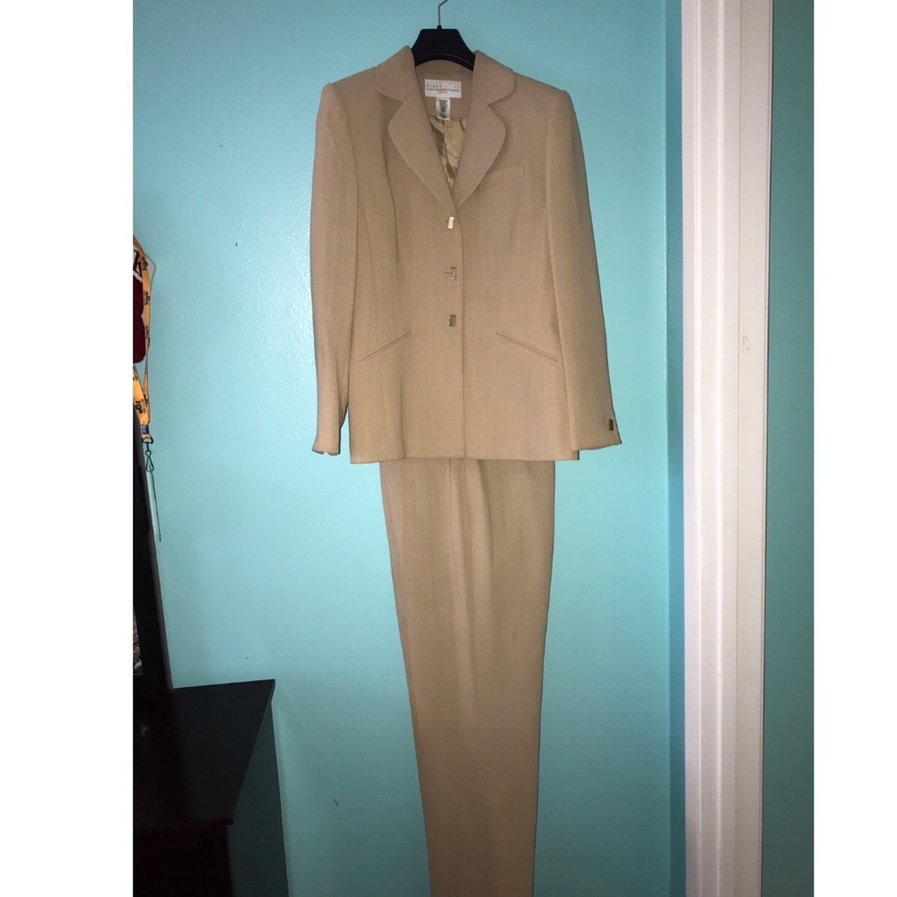 Tan Two Piece Pants Suit