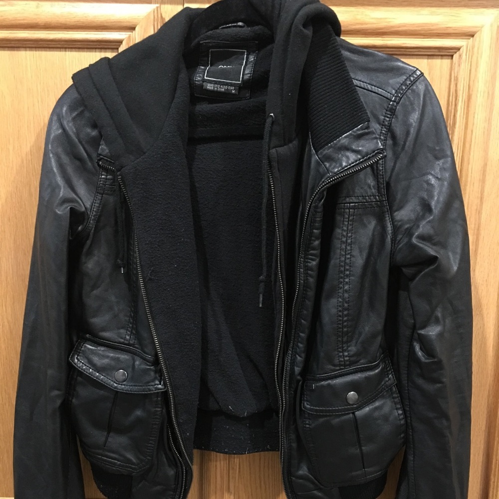 Obey Leather Hoodie Jacket