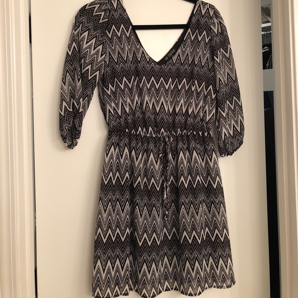 Black and Creme Chevron Dress