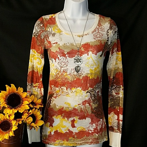 RUE 21 Autum colors long sleeve print t-shirt - Picture 1 of 6