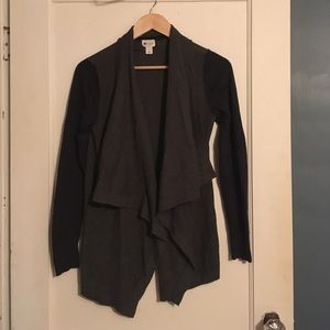 Contrasting Drape-Front Sweater