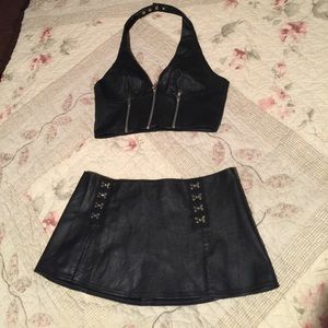Super short sexy leather micro mini skirt medium