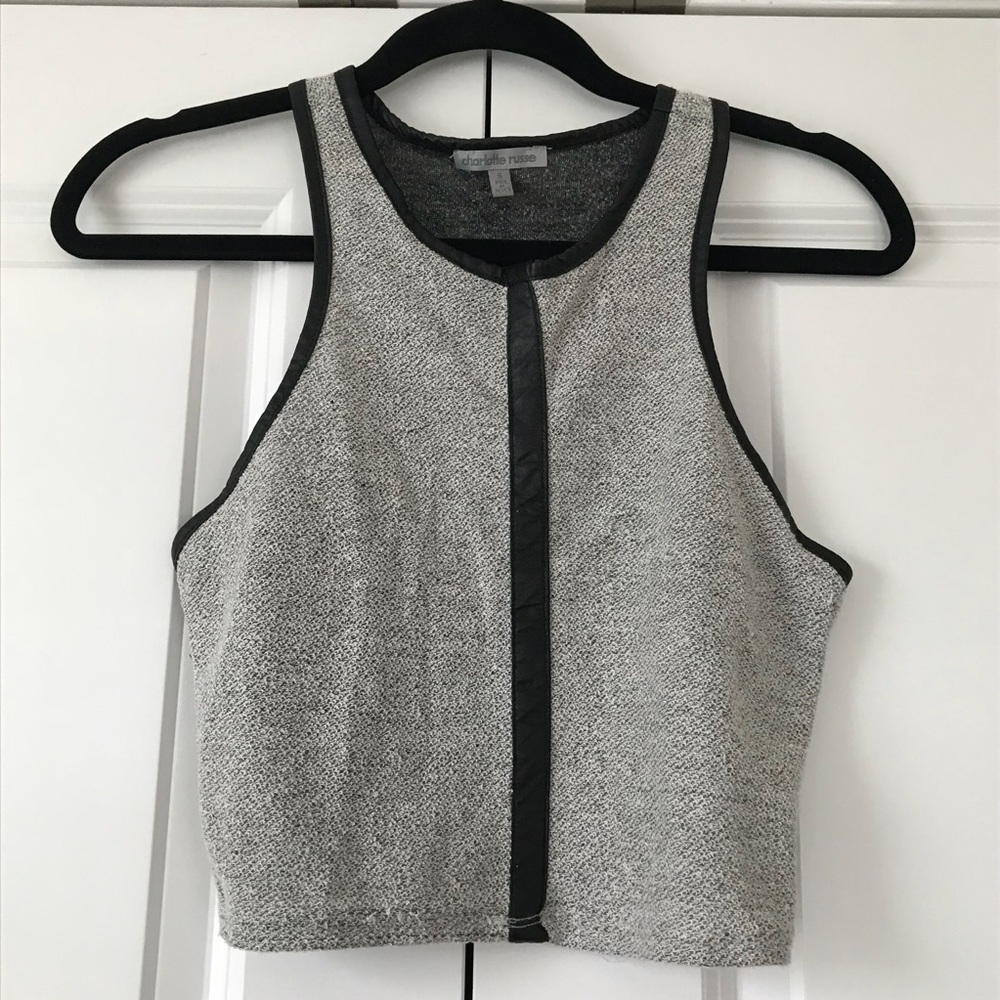 Crop top with leather detail