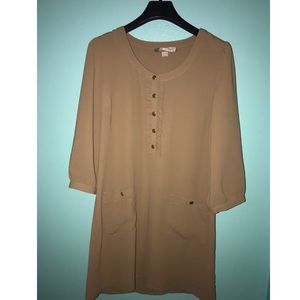 Oversized Tan Dress with Gold detail